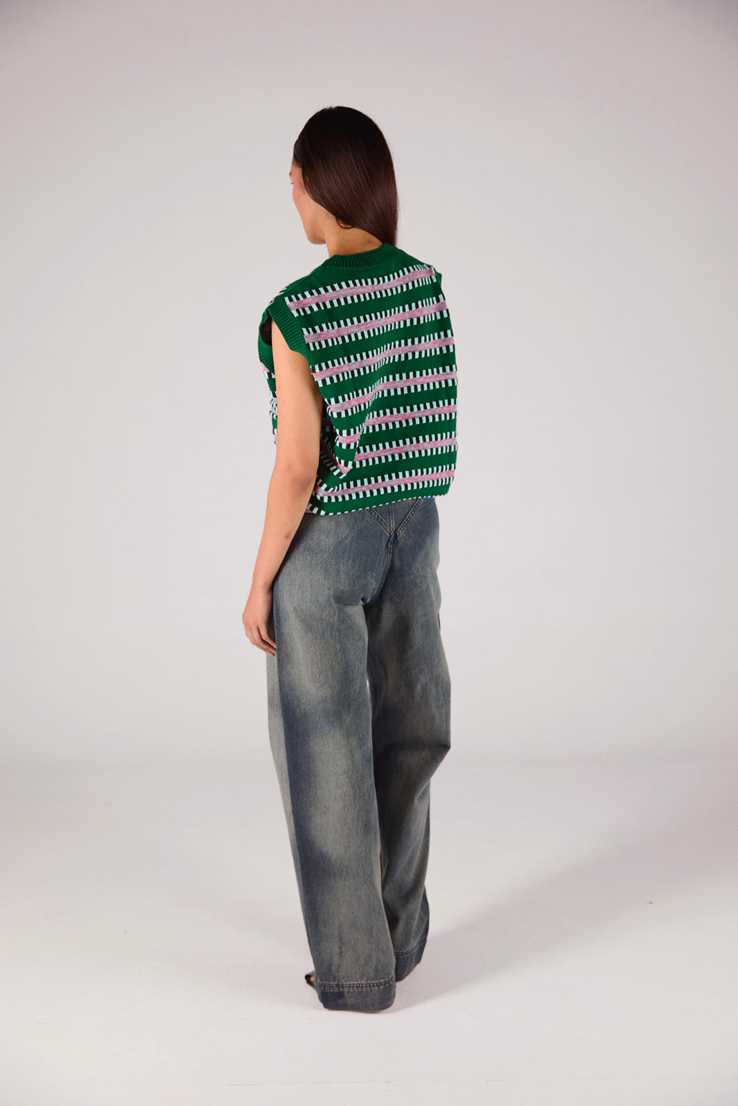 Glitched Vest Green x Pink