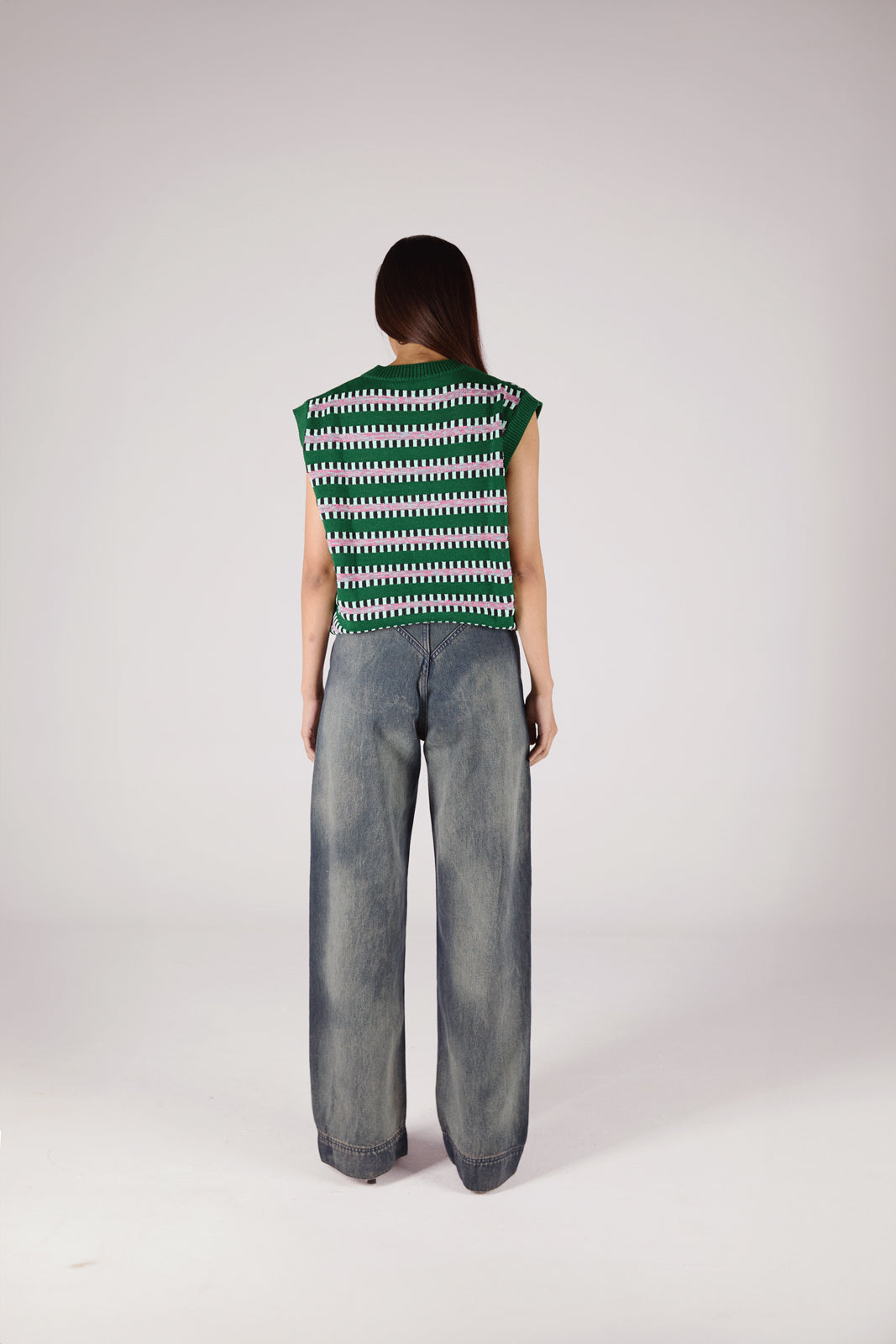 Glitched Vest Green x Pink