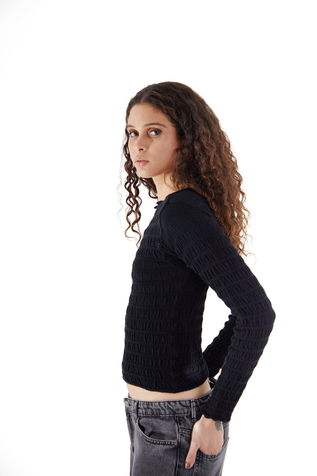 Crinkled Top Black