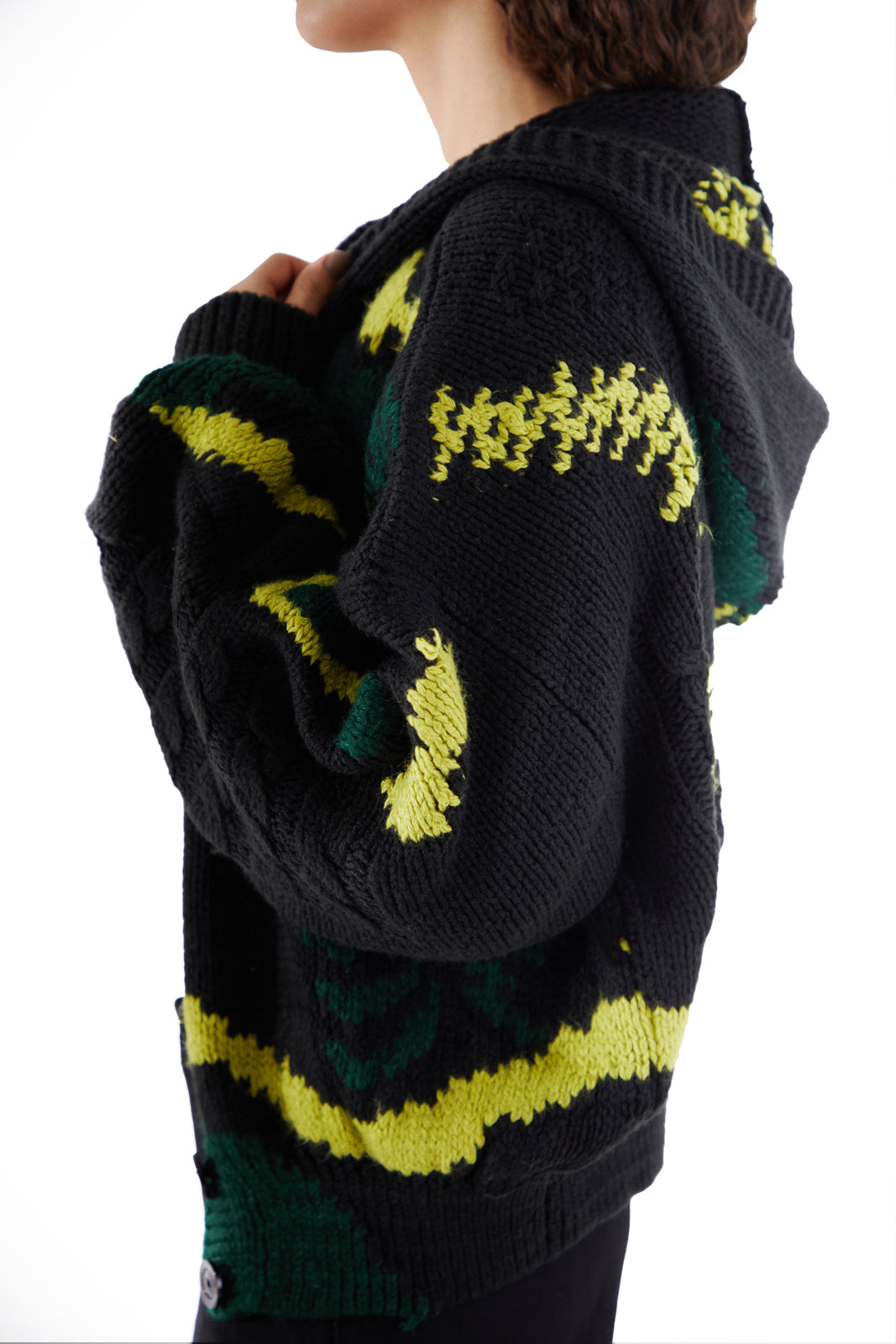 Balloon Cardigan Black Print
