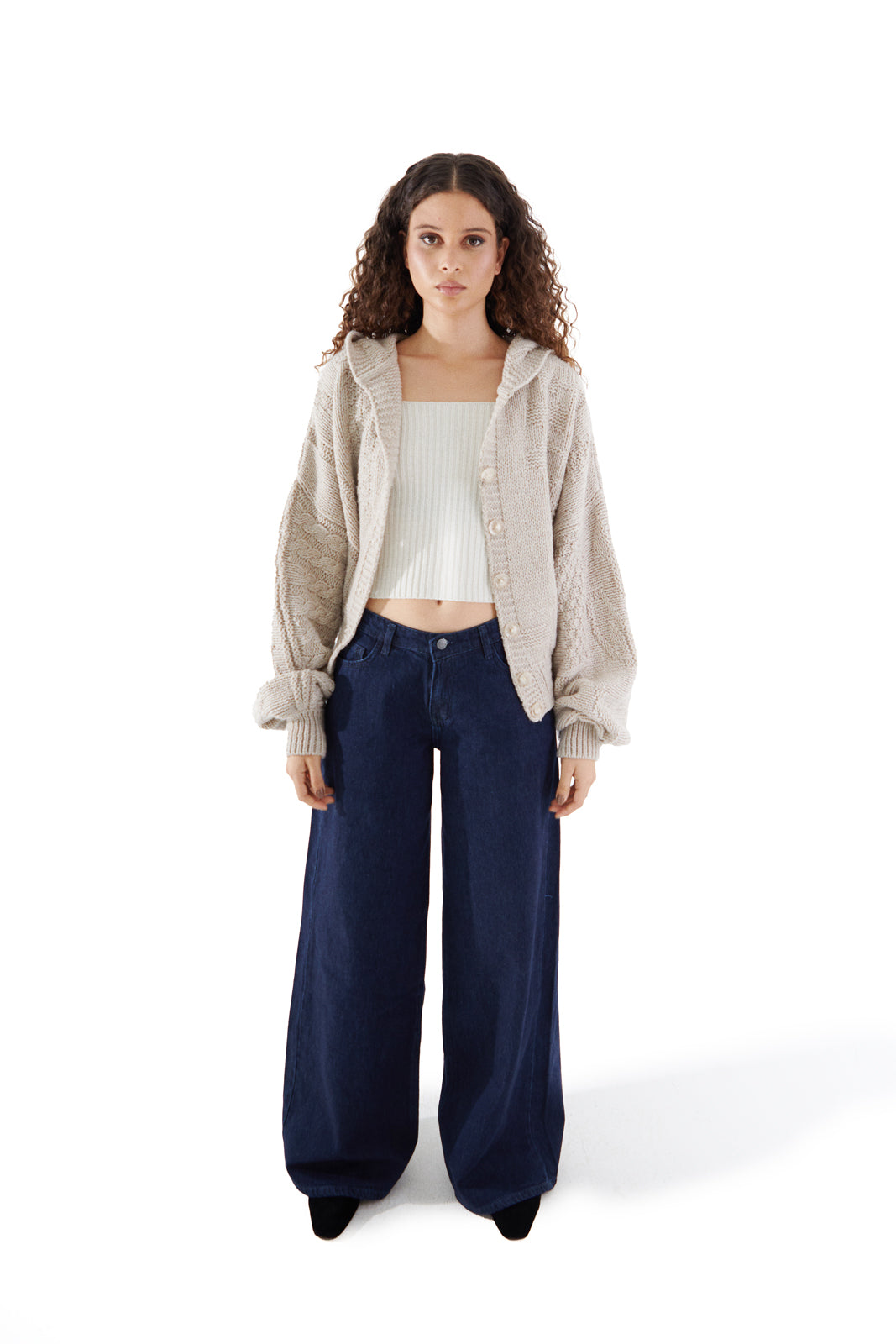 Balloon Cardigan Beige