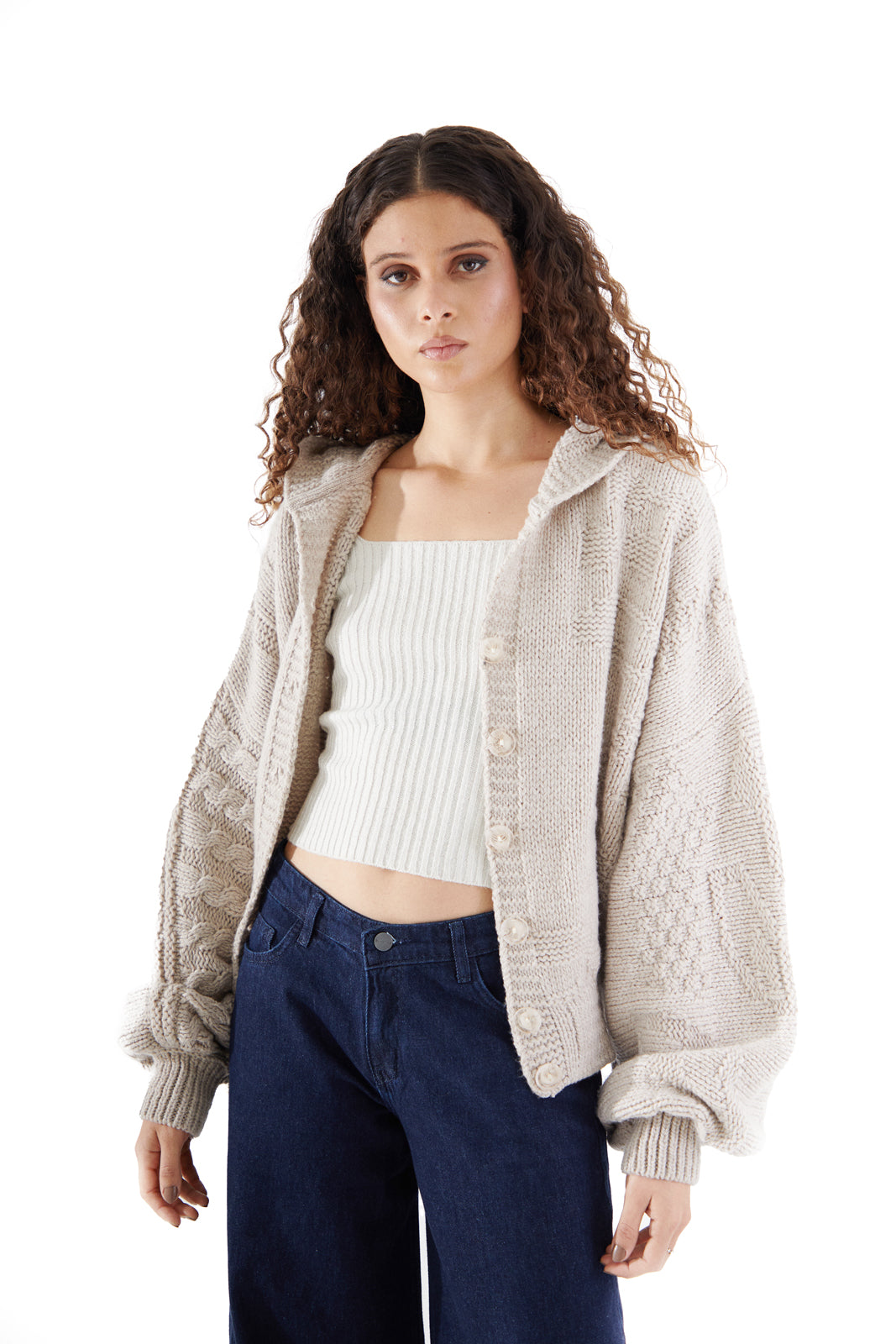 Balloon Cardigan Beige