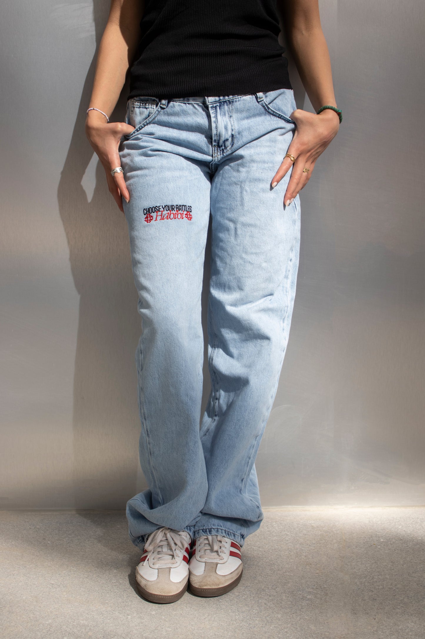 Stitched Straight Leg in Sky Blue